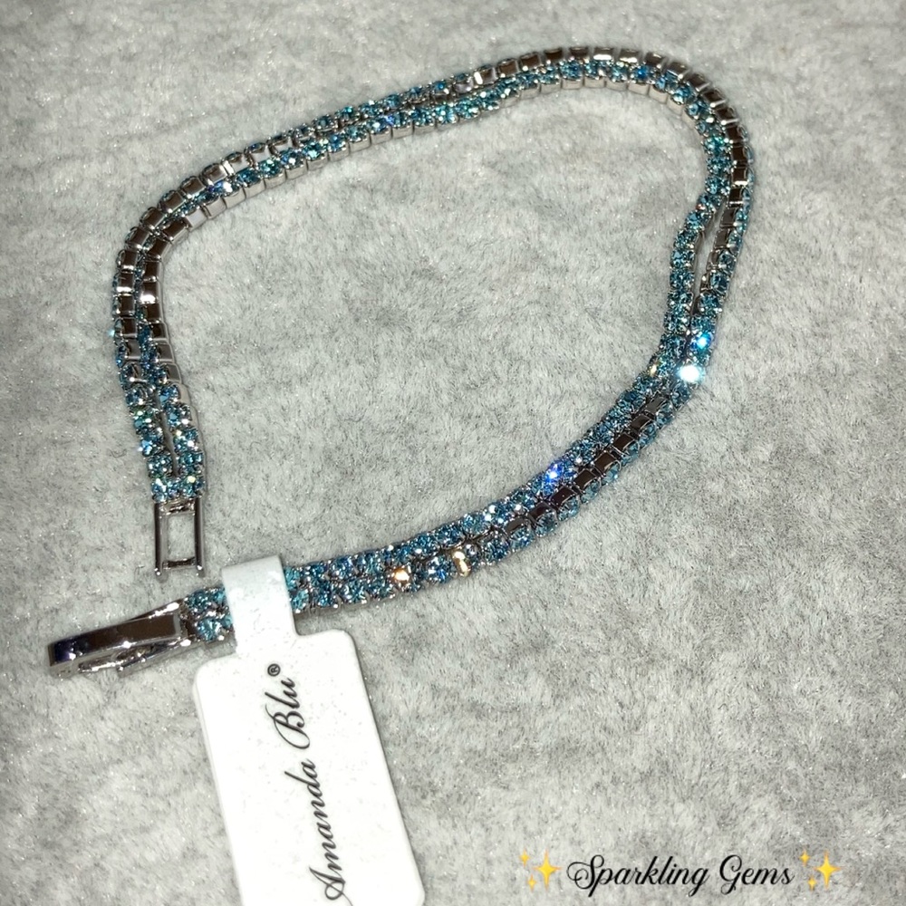 Radiant Aquamarine Czech Crystal Tennis Bracelet - Picture 9 of 11